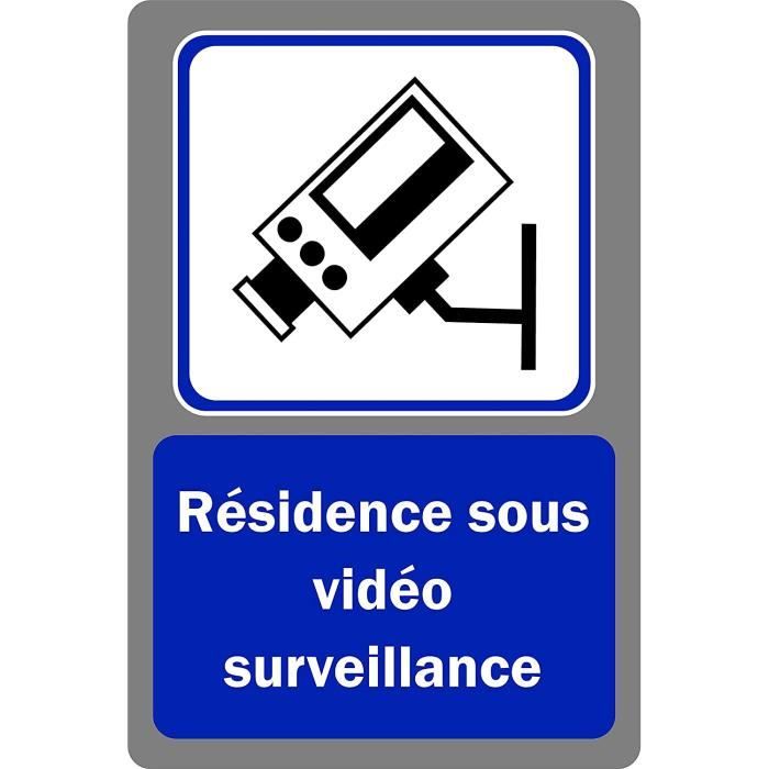 Panneau résidence sous vidéo Surveillance Pancarte vidéosurveillance Plaque Aluminium 3mm 300mm