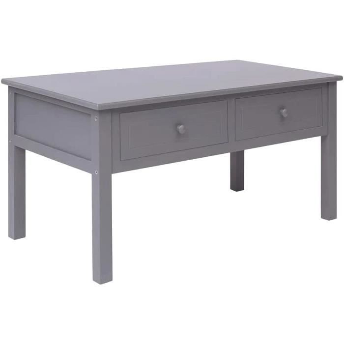 Table Basse avec 2 Tiroirs Table d’Appoint Bout de Canapé Table de Salon en Bois 110x53x45cm Blanc