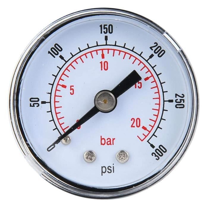 Manomètre Mécanique 1/8" BSPT - Pour Air, Huile, Eau - Plages 0-60 PSI / 0-4 Bar - Double Échelle