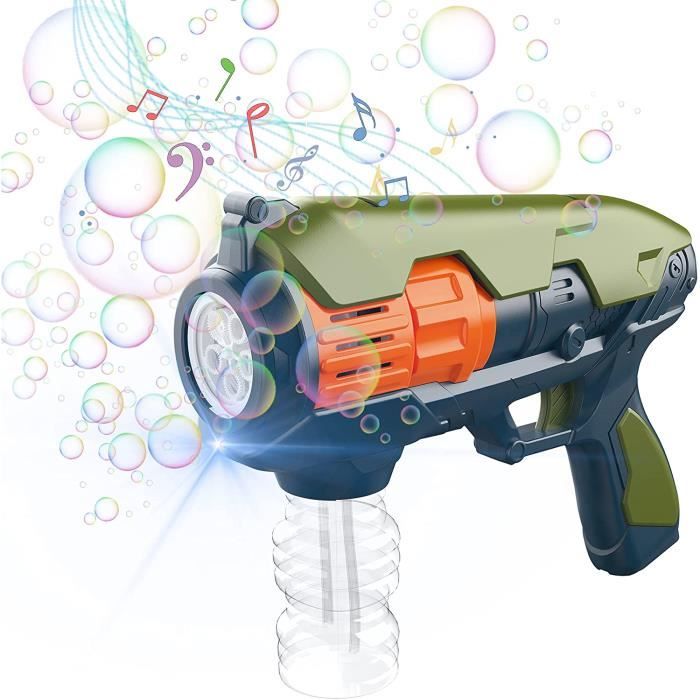Relaxdays Lot De 3 Pistolets à Bulles Enfant Avec LED - Machine à Bulles Savon Transparent + 6 Flacons