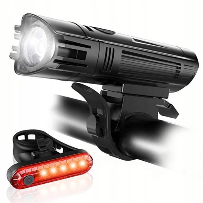 Ensemble Feux Avant/arrière Vélo 5 LED étanche - Phare Et Feu Arrière, Montage Sans Outil, Pour VTT, Poussette, Bateau