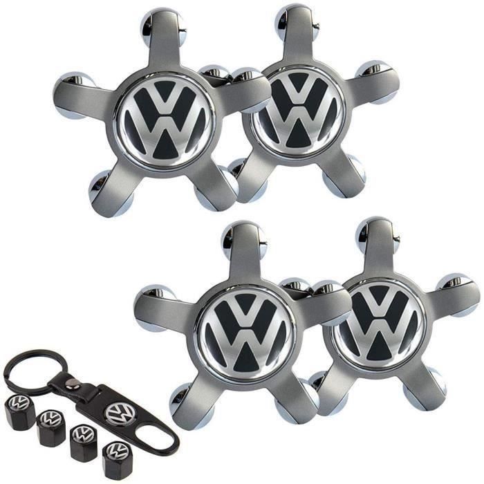 Ensemble de 4 - emblème de capuchons de centre de roue Volkswagen, logo de couvercle de moyeu de jante VW 65mm