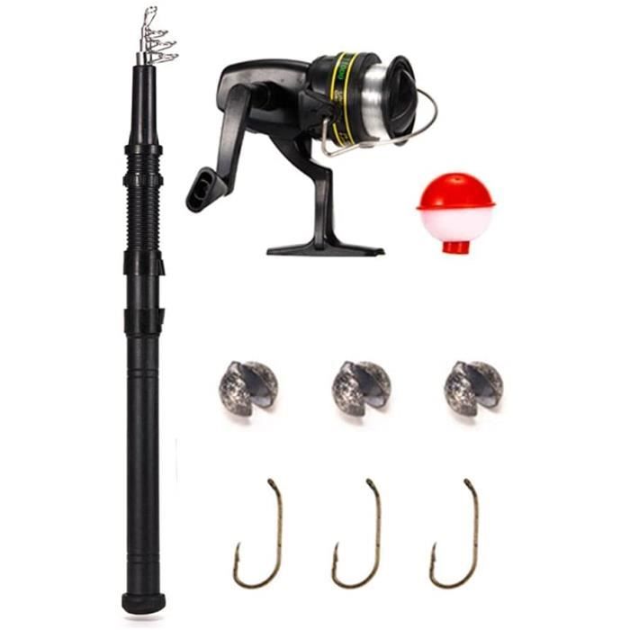 Kit Canne à Pêche Télescopique Avec Moulinet – Pour Eau Douce Et Mer – Complet Avec Appâts Et Accessoires