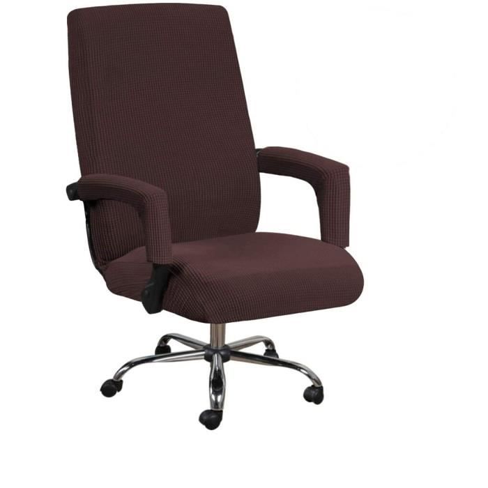 Housse De Chaise De Bureau En Velours Extensible Avec Accoudoirs - Amovible Et Lavable
