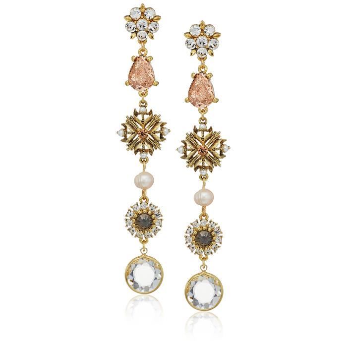 Badgley Mischka Floral And Crystal Duster Drop Earrings FE822 