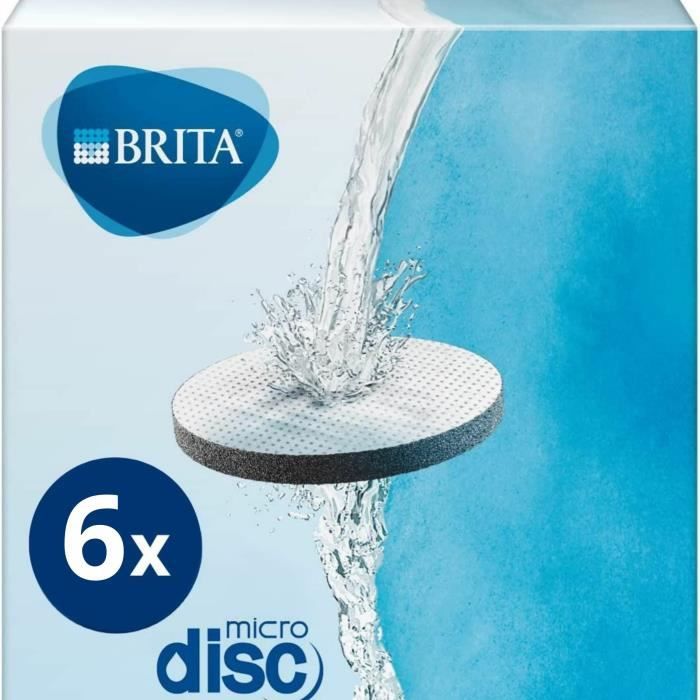 Filtres MicroDisc BRITA - Pack de 6 - Réduit le chlore et les impuretés - Préserve les minéraux - Bl