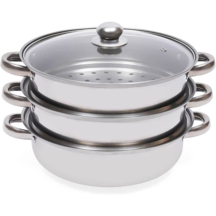 Cuiseur Vapeur Avec 5 Niveaux En Acier Inoxydable 26-28-30 Cm Avec