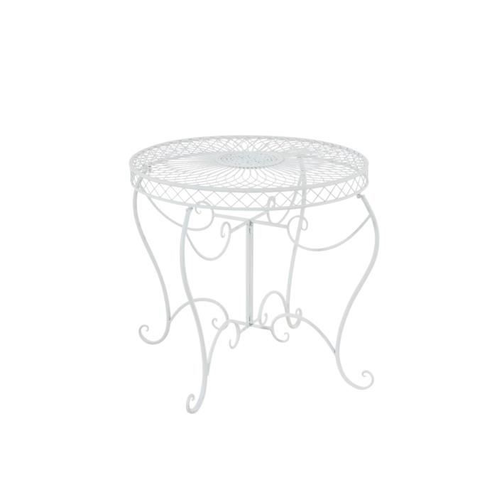 table de jardin - clp - sheela - plateau rond en fer forgé - blanc