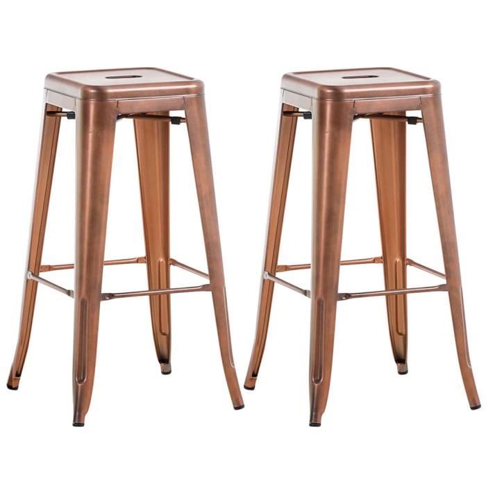 Lot de 2 tabourets de bar - CLP - Joshua V2 - Métal - Cuivre