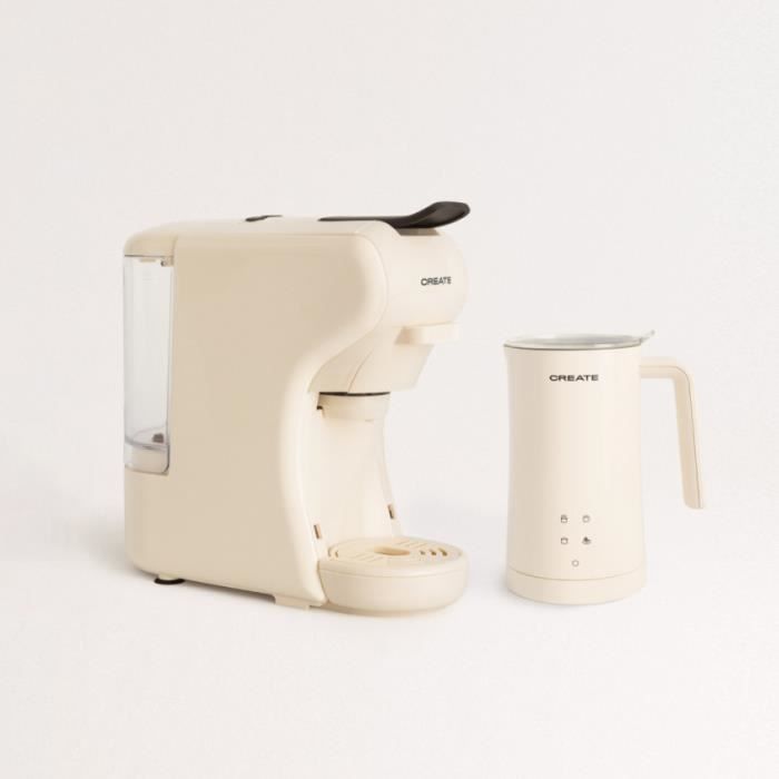 Pack Machine à Expresso Multi-dosettes - Create - POTTS - 19 Bars - 1450W - Mousseur à Lait