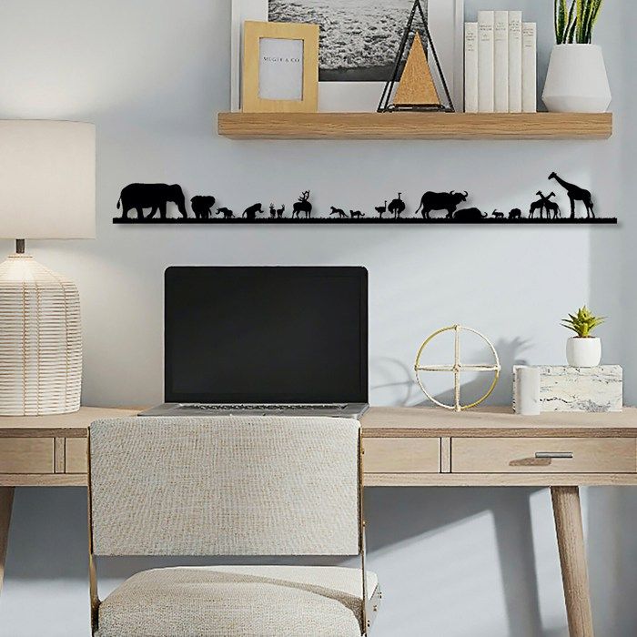 Décoration Murale Bois MDF Motif Safari Géométrique - Découpe Laser, 4 Matériaux, Fabriqué Au Royaume-Uni