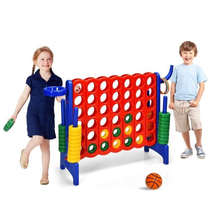 GIANTEX Jeu de Puissance 4 Géant avec 42 Anneaux Géants et Levier de Réinitialisation pour Enfants et Adultes, Cadeau Ludique - Jeux - Jouets
