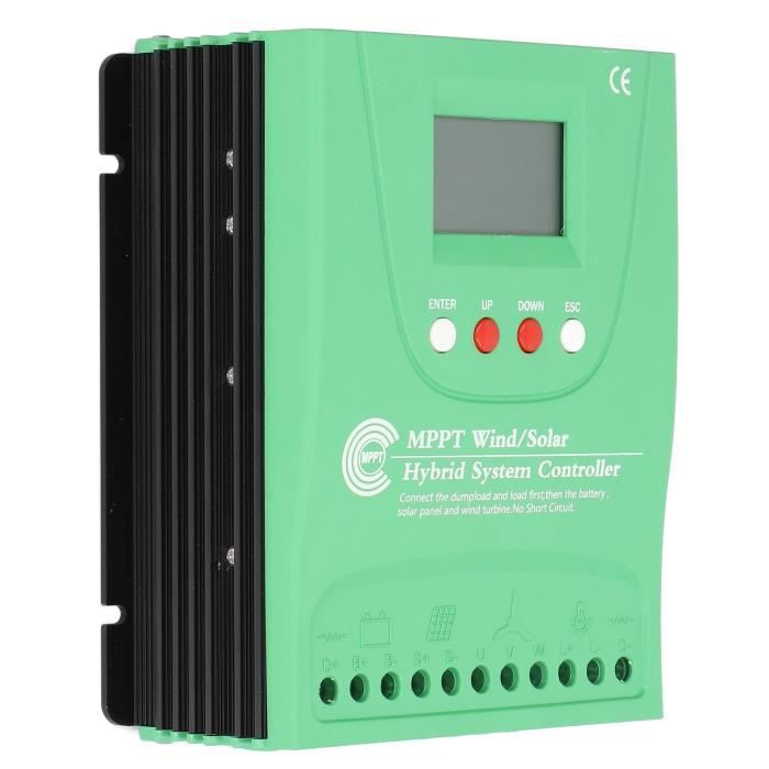 Contrôleur Charge Hybride Solaire/éolien 600W - Protection Inversion Polarité Et Surcharge - IP67 étanche - Boîtier Aluminium Dissipateur