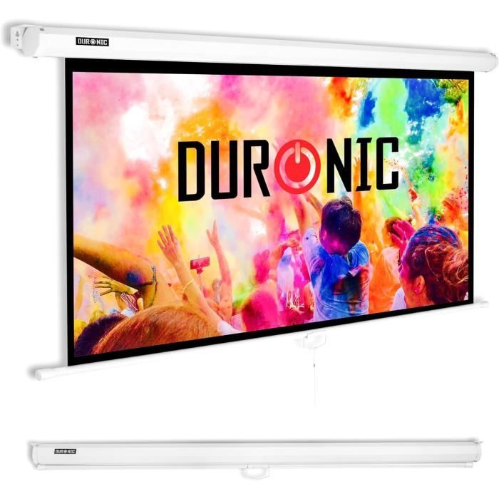 Duronic MPS100 16:9 WE Ecran de Projection TV et Home Cinema de 100 Pouces 254 cm | 221 x 125 cm | Fixation Mur ou Plafond | Déroule