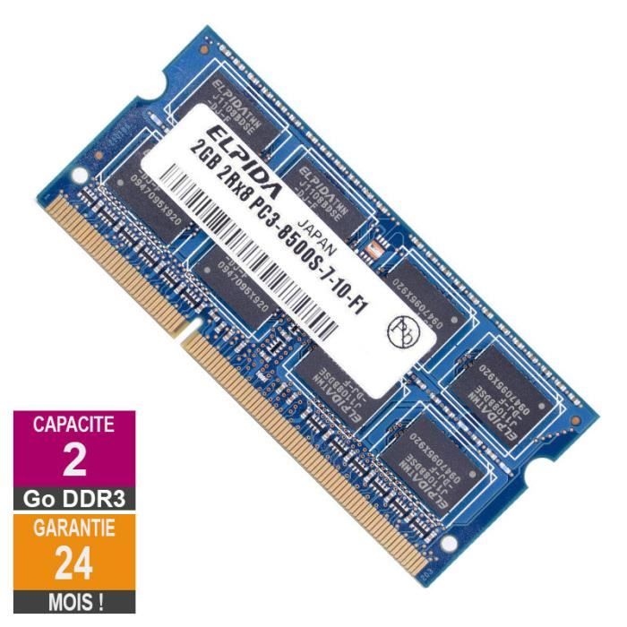RAM SODIM 8 Go (2x4 Go) Elpida DDR3L 1600 MHz PC3L-12800S - 204 Broches