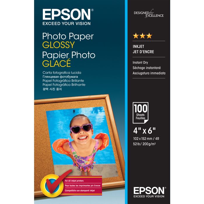 Papier photo brillant EPSON - 102 x 152 mm - 200 g/m² - 500 feuilles