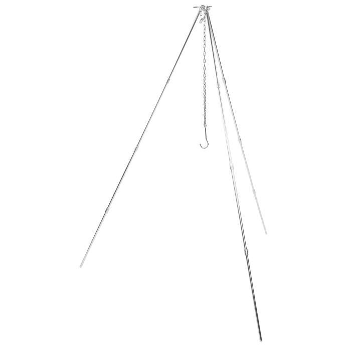 Otufan Trépied De Camping Portable, 80CM Accessoires De Cuisine De Camping Trépied Pliant, Trépied En Acier Inoxydable Avec Chaîne Réglable Pour Le Camping Et L'extérieur