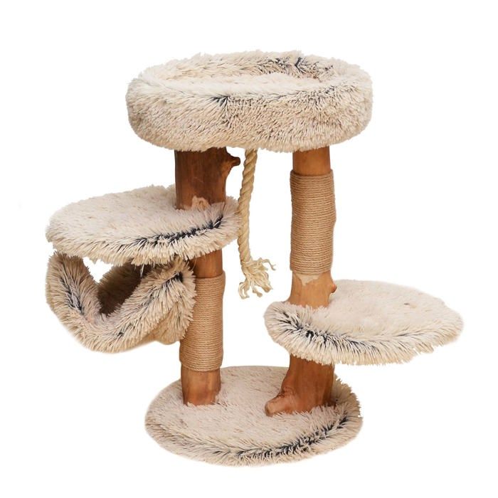 Comparer les prix de Fudajo Arbre à chat design 87,5 cm avec Peluche et Bois de poirier Tronc de grattage avec Hamac