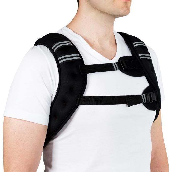 GIANTEX Gilet Lesté Réglable 5KG pour Entrainement avec Bande Réfléchissante Gilet de Musculation Fitesse avec Sangle de Boucle