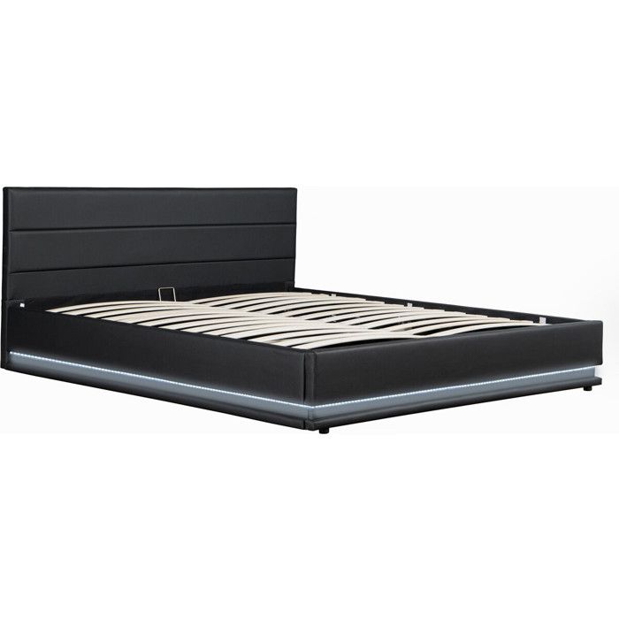 Lit LED avec coffre Anastasia - 160 x 200 cm - Noir Lit LED avec coffre Anastasia - 160 x 200 cm - Noir