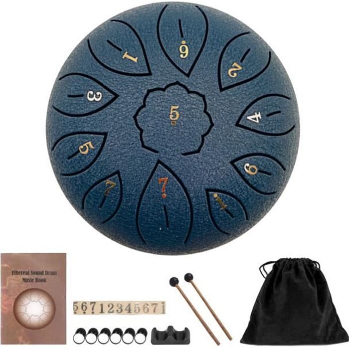 Handpan (tambour à Main) En Acier-titane 12 Pouces - 11 Notes Do Majeur, Idéal Méditation, Yoga, Débutants, Avec Maillets Et Sac