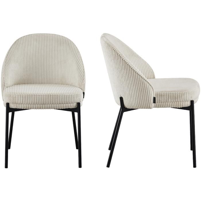 Lot de 2 chaises en velours côtelé beige - Cloé Lot de 2 chaises en velours côtelé beige - Cloé