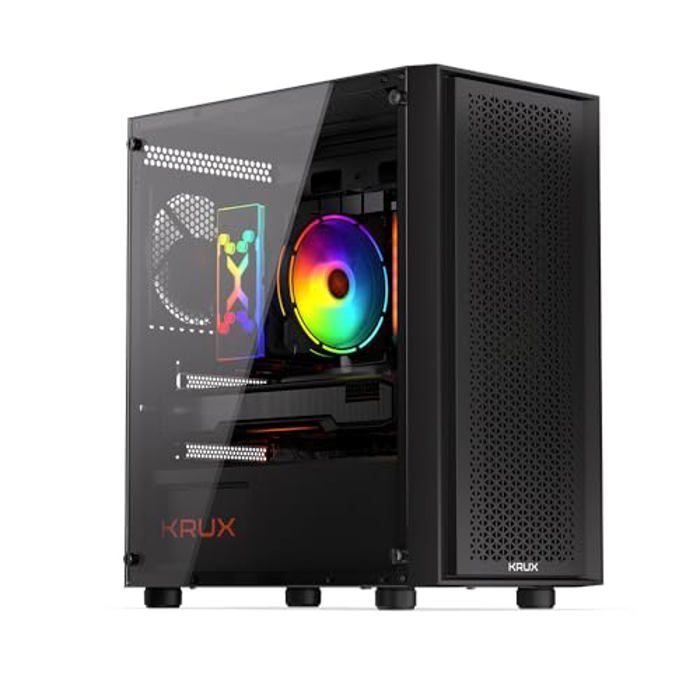 KRUX Scor microATX Mini-ITX Taille compacte Un Ventilateur de 120 mm Inclus vitre latérale en Verre Frontal E/S 3 x USB