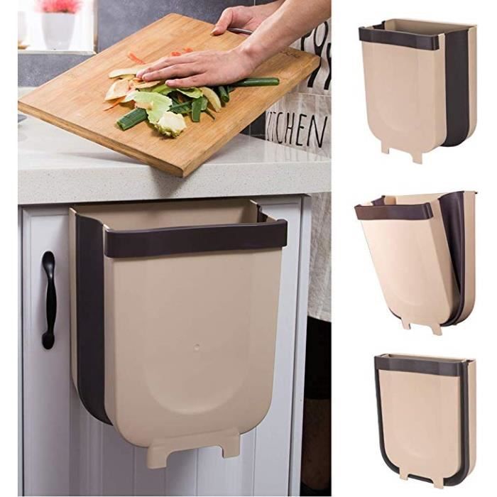bleu petite poubelle de voiture de tiroir de porte darmoire de cuisine pliable compacte Poubelle de cuisine /à suspendre au mur
