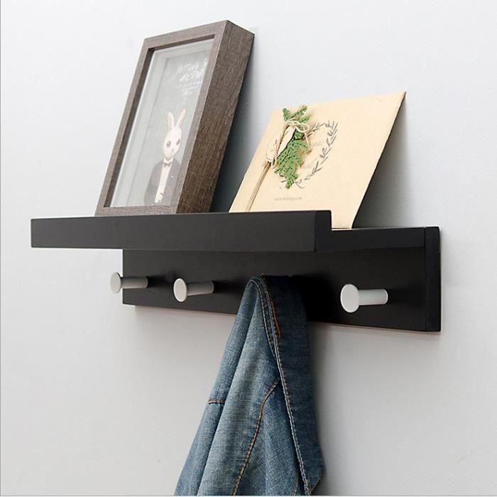 1pcs Etagere Porte Serviette Porte Manteau Mural En Bambou Avec