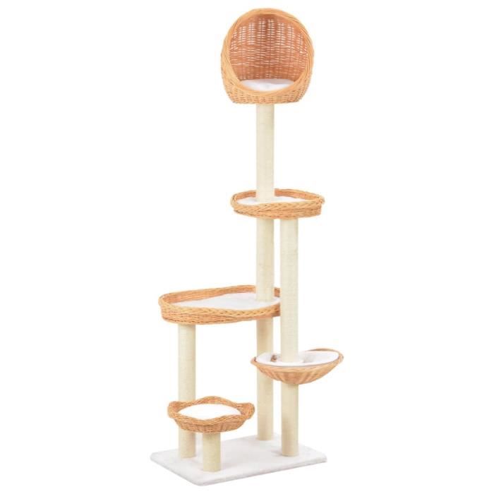 Meilleurs prix pour Arbre à chat - MOTHINESSTO - Naturel Bois de saule - 172 cm - 5 paniers et coussins amovibles