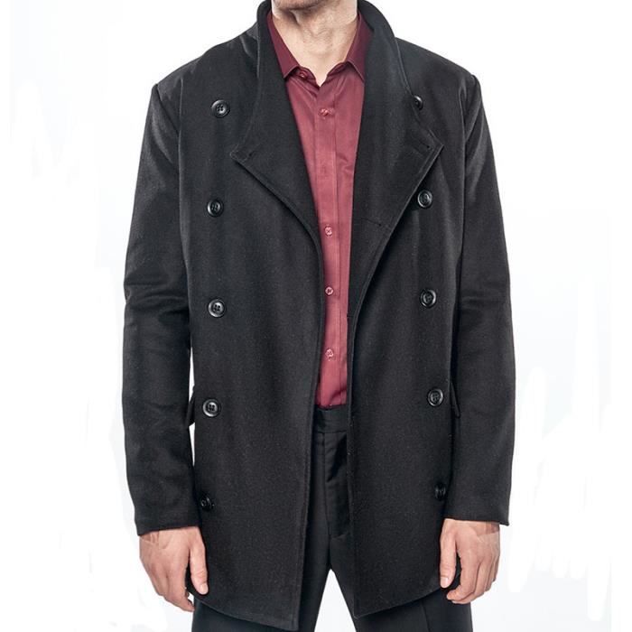 Manteau Homme En Laine 90% - Trench-Coat Boutonnage Simple - Coupe Slim Décontracté - Pour L'hiver Et Les Occasions Professionnelles