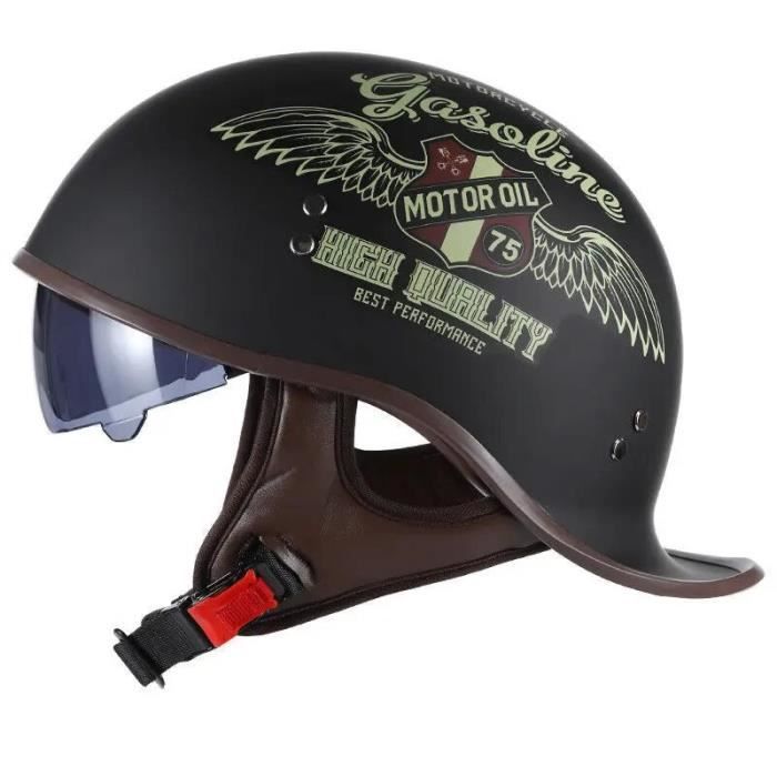 Casque Moto 3/4 Certifié DOT/ECE - Casque Ouvert Vintage Avec Lunettes, Pour Scooter, Cruiser, Unisexe