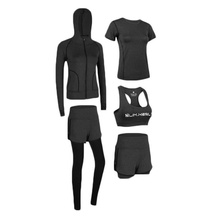 Ensemble de Vêtement Sport Femme - Fitness - 5 Pièces - Gris Foncé Gris  foncé - Cdiscount Sport