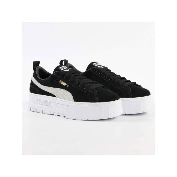 Puma Baskets En Cuir Noir/Blanc Pour Femmes