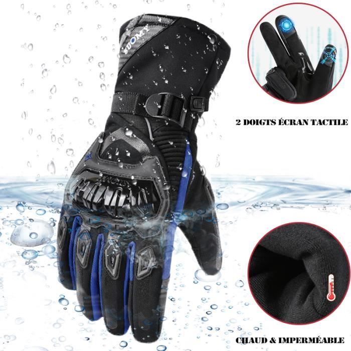 gants de moto,imperméable coupe-vent chaude gants à écran tactile femme,gant de moto hiver homme pour sports de plein air-bleu-bleu