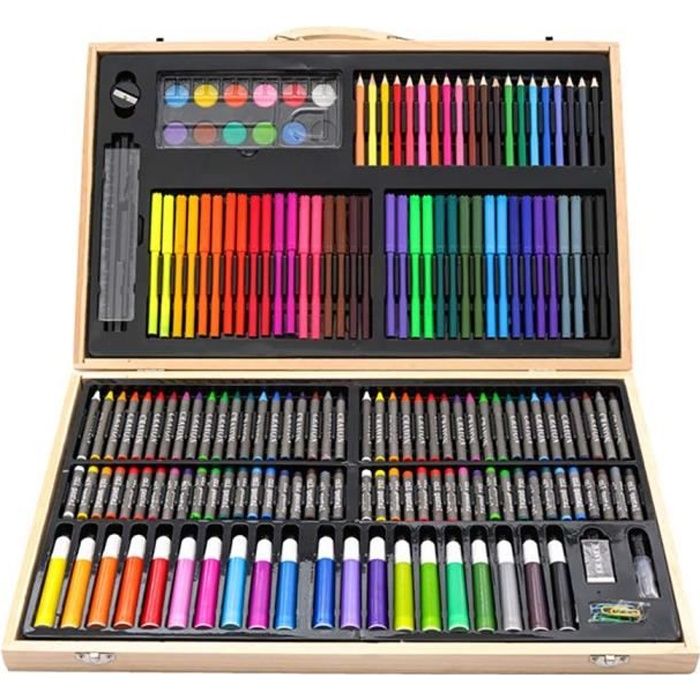 180pcs set de peinture feutres coloriage pour enfants comprend crayons a colorie aquarelle pastels l huile cdiscount beaux arts et loisirs creatifs anniversaire papa