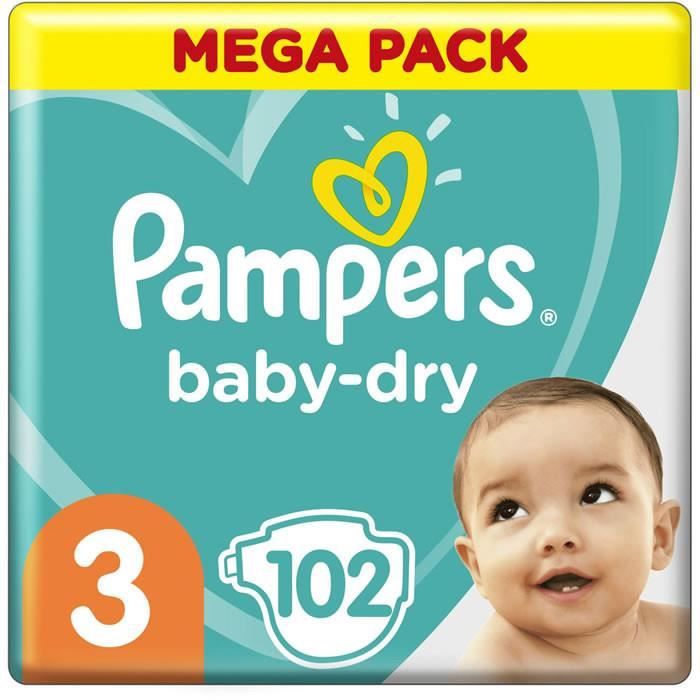 PAMPERS BabyDry Couches Pampers taille 3 (59 kg) 100 couches Cdiscount Puériculture