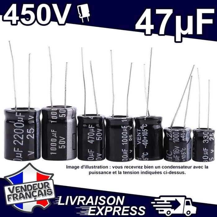 Condensador Electrolítico Nichicon 47uF 450V 105°C 12x32mm - Componente Electrónico Original