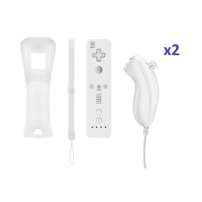 QUMOX Manette Wiimote+Nunchuck+Housse Pour Wii X2 Manettes compatible