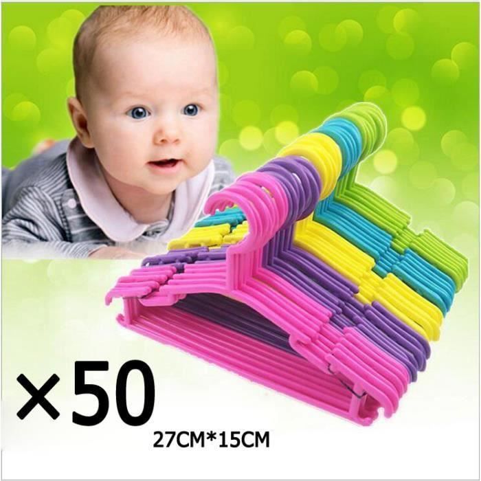 gift-Lot de 50 cintres pour bébé et enfant en plastique sur crochet - 5 couleurs - 27 x 15 cm