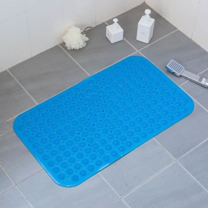 Tapis De Douche Antidérapant 48x48 Cm - PVC Avec Ventouses, Trous D'Écoulement, Lavable En Machine, Bleu Clair