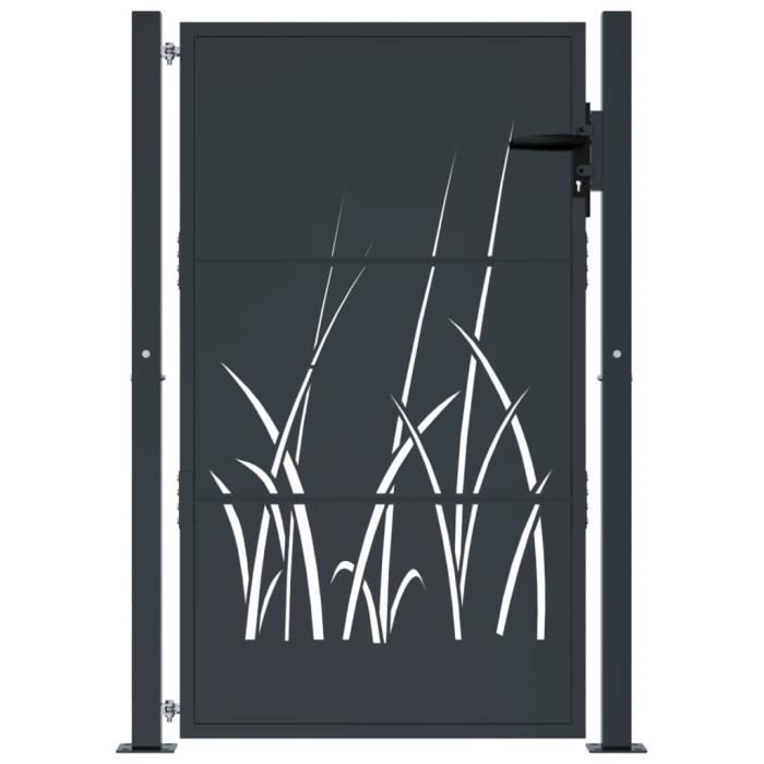 Portillon De Jardin En Acier Vert 105x125 Cm - Avec Serrure Et 2 Poignées - Double Sens D'ouverture - Kit De Fixation Inclus