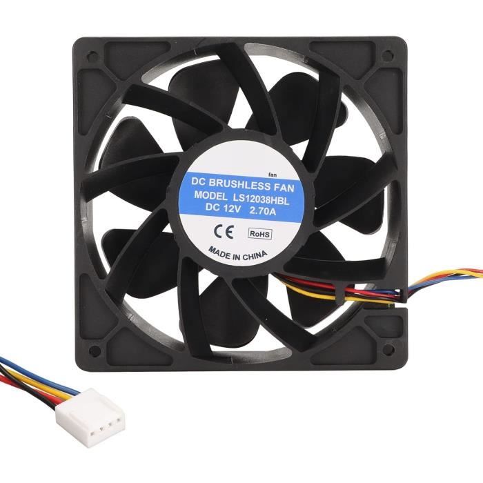 Ventilateur DC 12V 60x60x25 Mm - 5200 Tr/min, 2 Broches, Double Roulement à Billes - Pour Refroidissement Imprimante 3D, PC, électronique