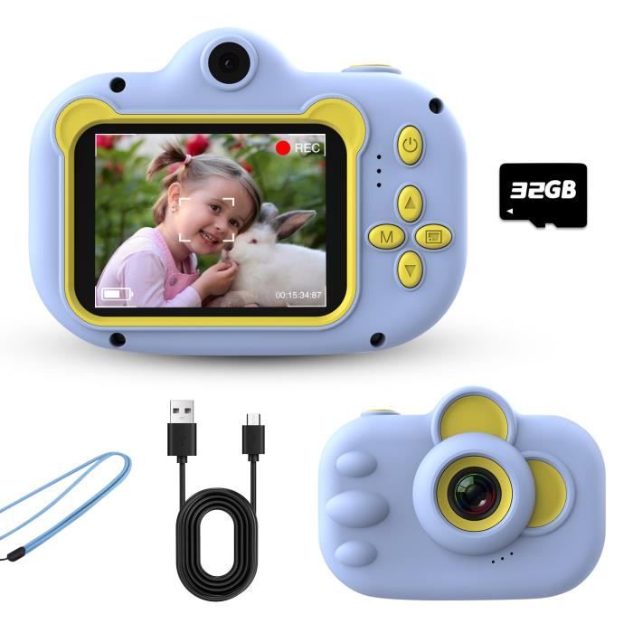 Appareil photo numérique pour enfants de 3 à 8 ans avec carte SD de 64 Go  pour fils, fille, petit-fils, petite-fille, cadeau de Noël ou  d'anniversaire : : Jeux et Jouets