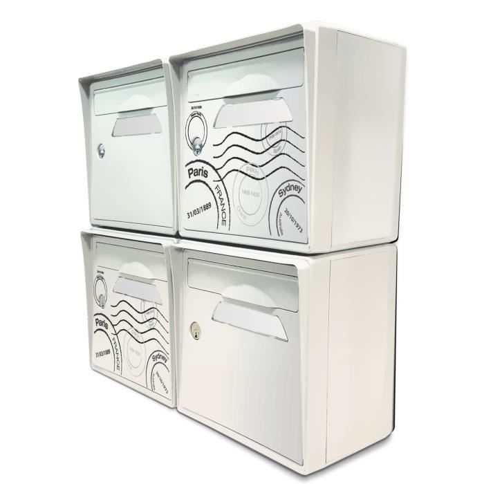 Pack de 4 boîtes aux lettres murales 2x "Globetrotter" 2x "Blanc ivoire" Cdiscount Bricolage