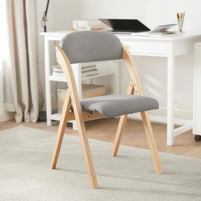 SoBuy® FST92-N Chaise Pliante en Bois avec Assise et Dossier Rembourrés Fauteuil Chaise pour Cuisine Bureau