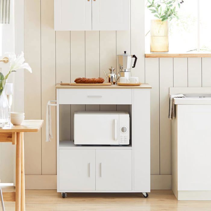 SoBuy Desserte de Cuisine À Roulettes Avec Tiroir Portes et Étagères Latérales Meuble de Rangement Blanc 75x46x83cm SoBuy Desserte de Cuisine À Roulettes Avec Tiroir Portes et Étagères Latérales Meuble de Rangement Blanc 75x46x83cm