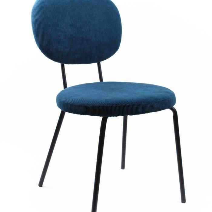 chaise en velours côtelé cozy bleu - today - tu - 1 place - salle à manger - intérieur