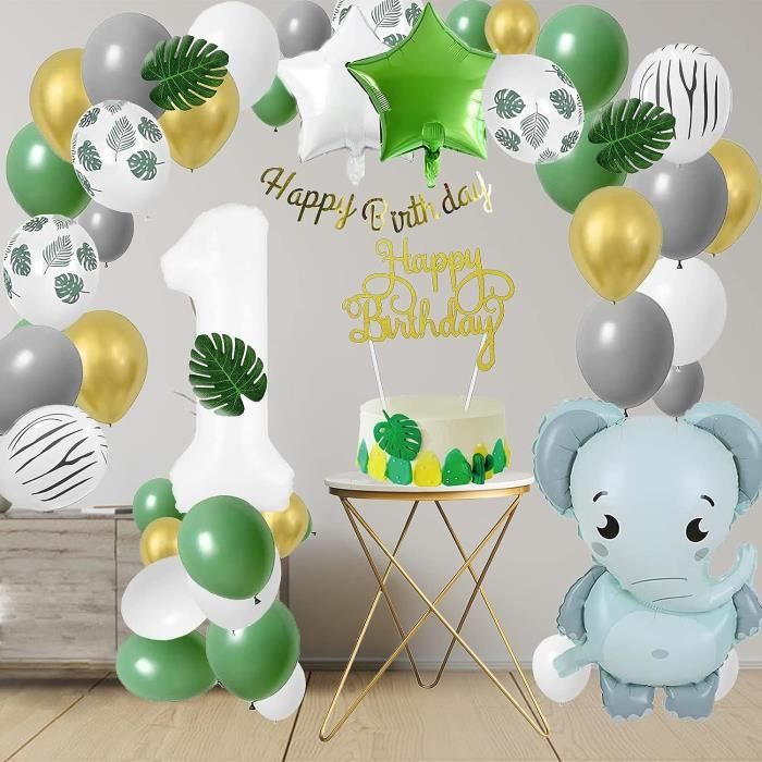 Jwssor 1. Geburtstag Dschungelparty Ballon-Set – 50 Teile Mit Tierballons, Nummer 1 Folie & Blätter – Perfekt Für Safari Deko Drinnen & Draußen