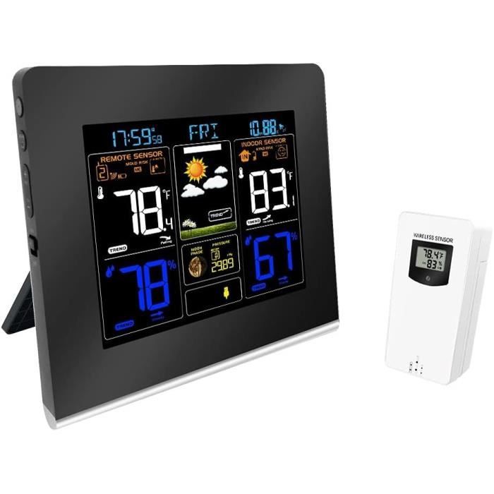 Station météo professionnelle couleur sans fil usb sm-061 – radio-pilotée, capteur extérieur inclus, 2 alarmes avec fonction snooze OPTEX Pas Cher